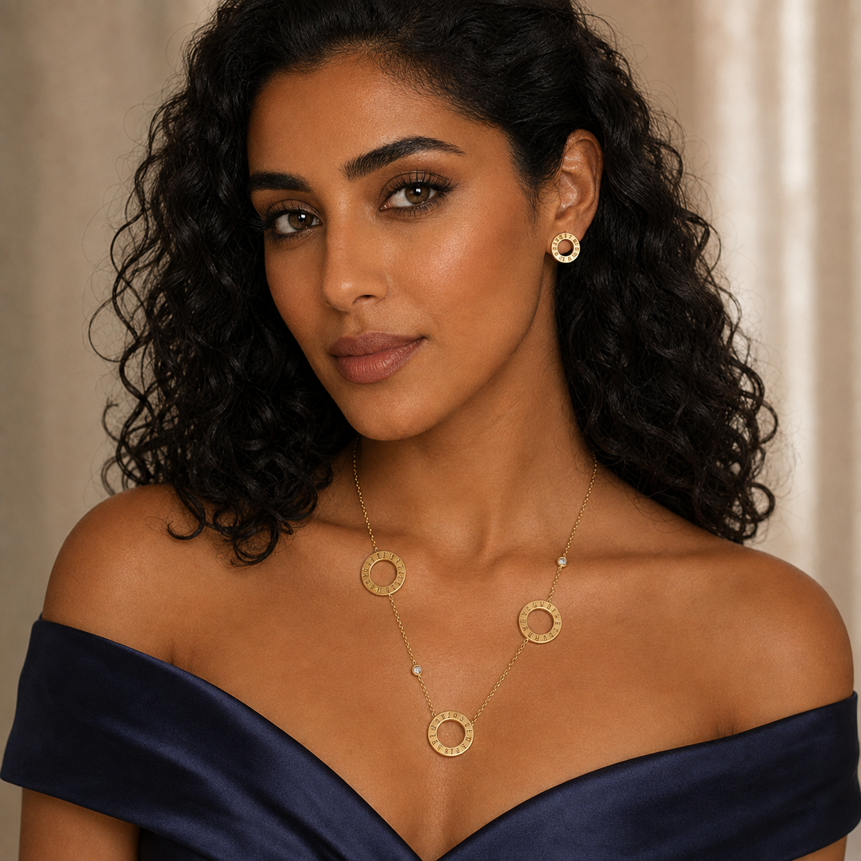 Gold-Tone Engraved Three-Ring Jewelry Set