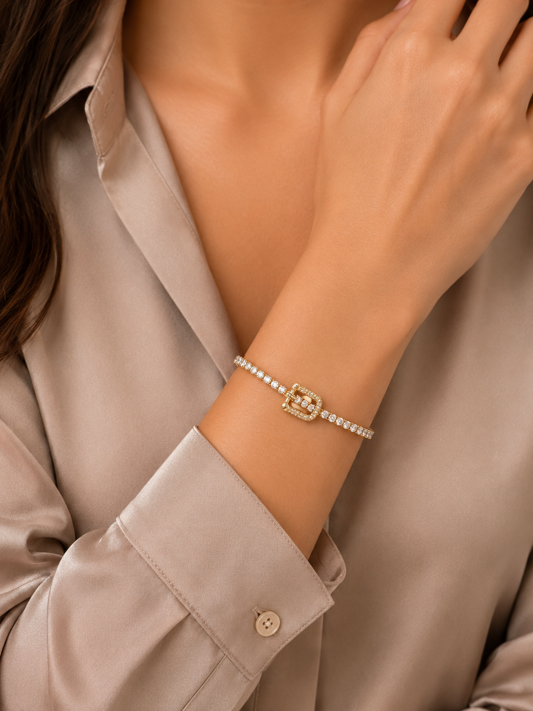 Gold Buckle Tennis Bracelet