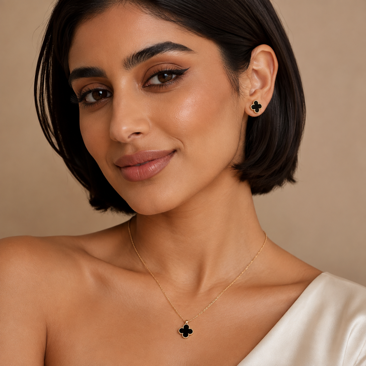 Black Clover Necklace & Earrings Set