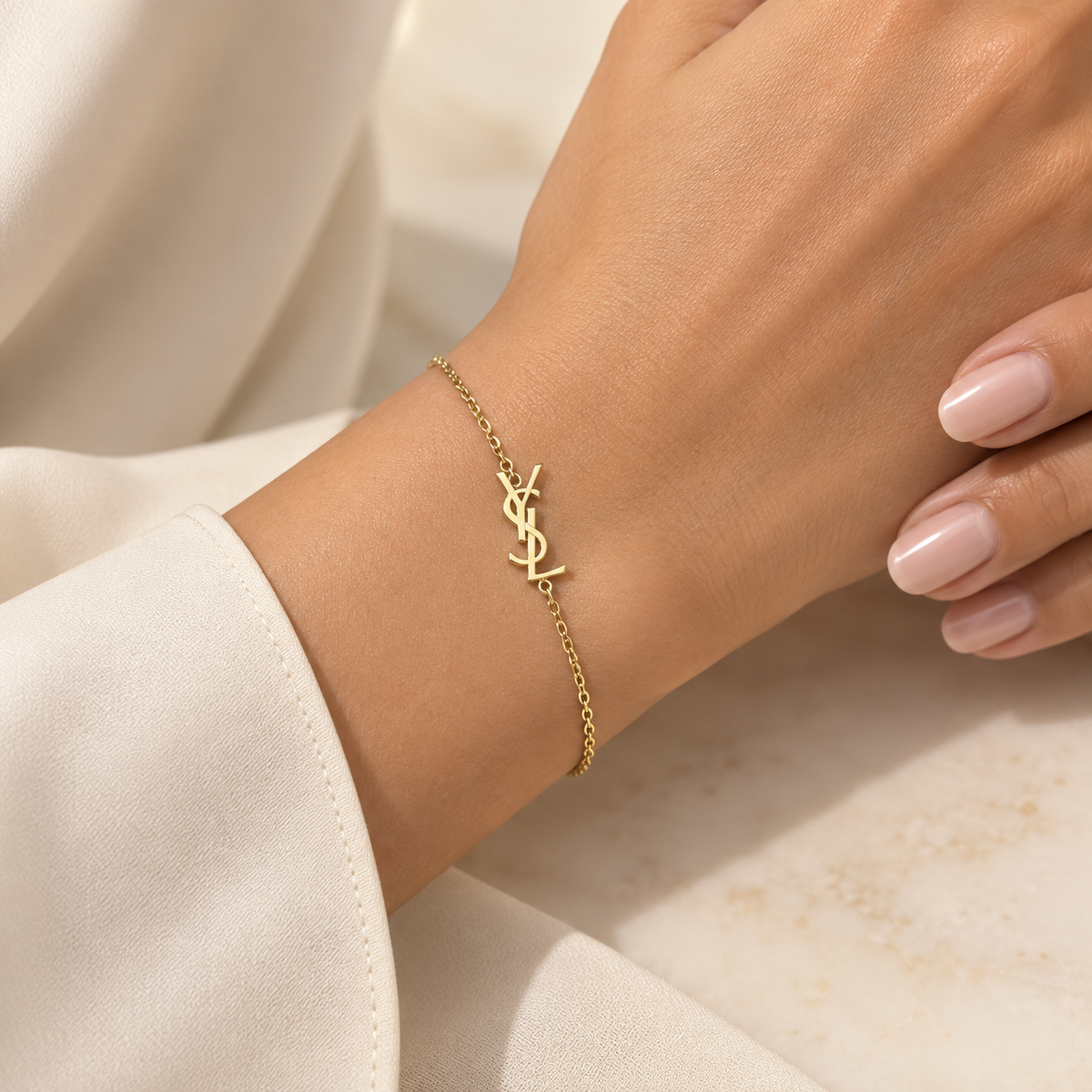 Gold-Tone Interlocking Monogram Bracelet