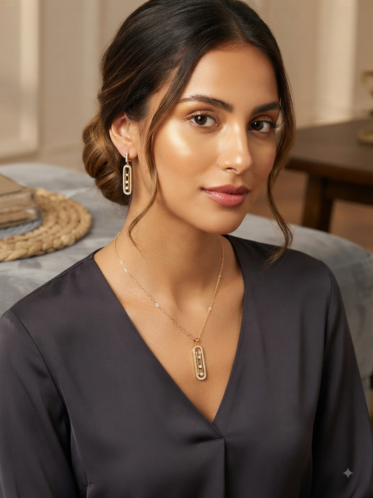 Gold-Tone Crystal Pendant Jewelry Set