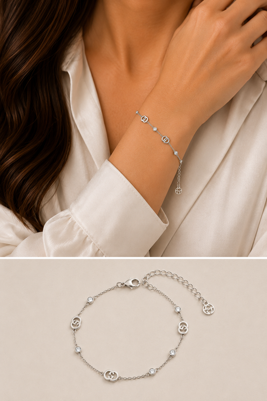 Silver Monogram Charm Bracelet