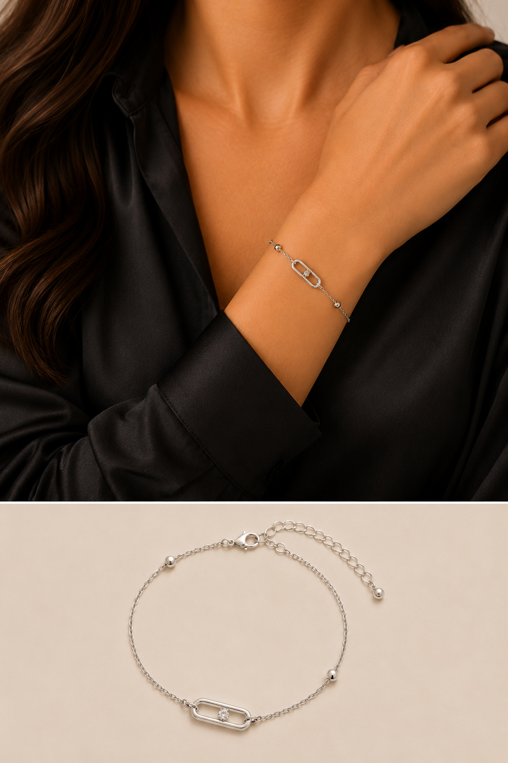 Silver Minimalist Crystal Bracelet