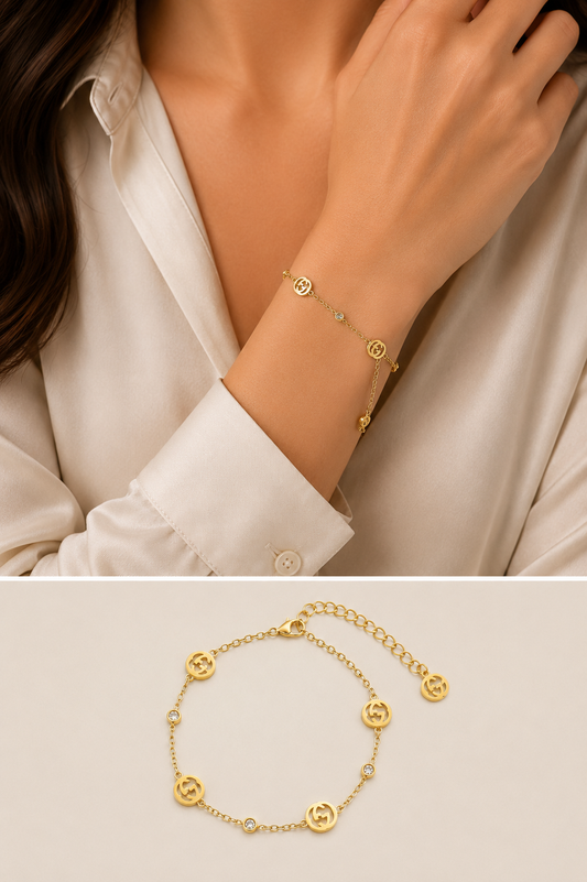 Gold Monogram Charm Bracelet