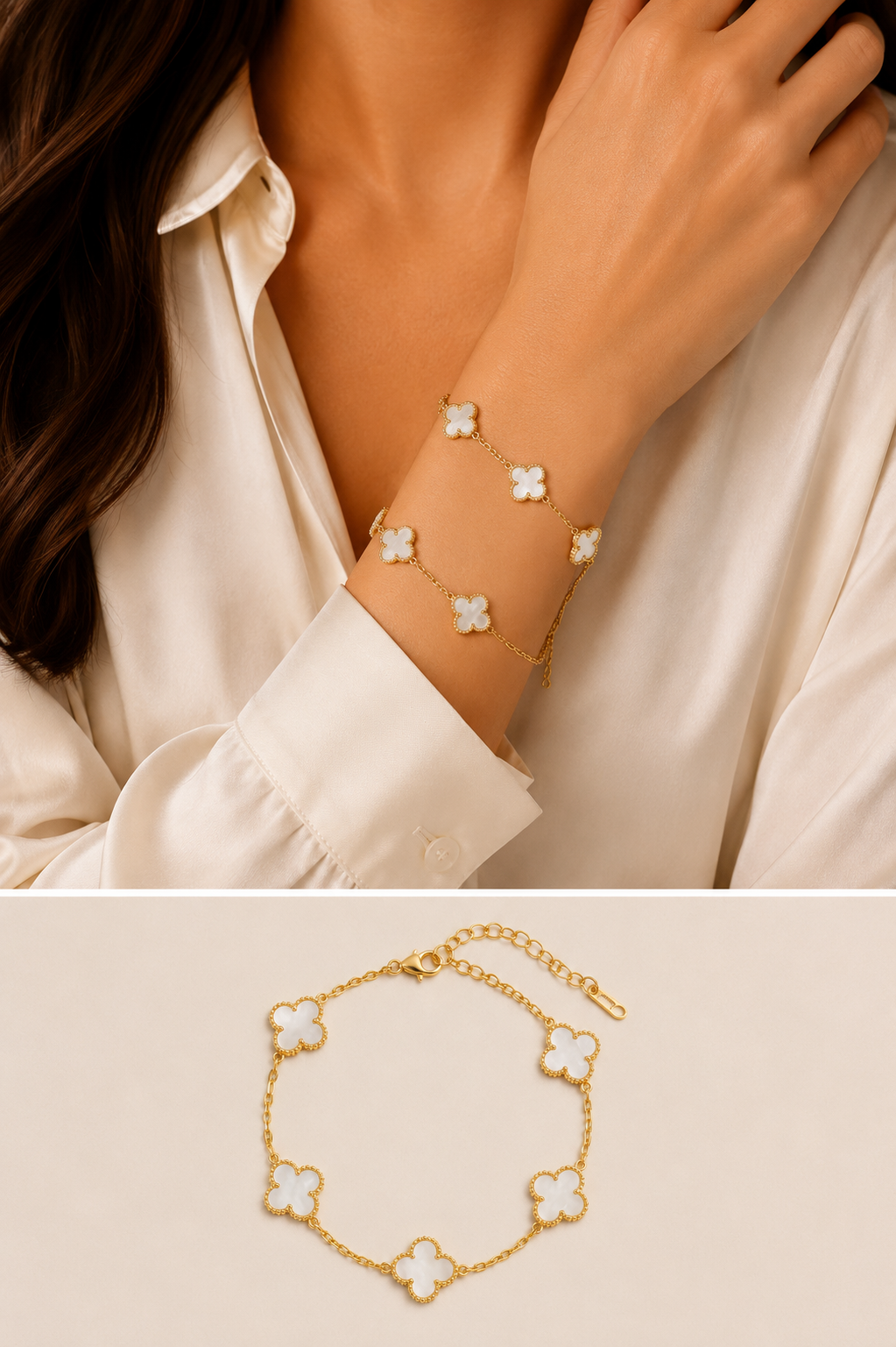 White Clover Gold Bracelet