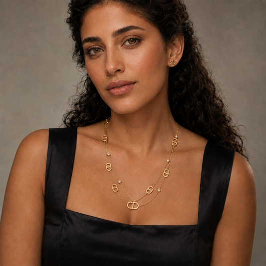 Gold-Tone Layered Motif Jewelry Set