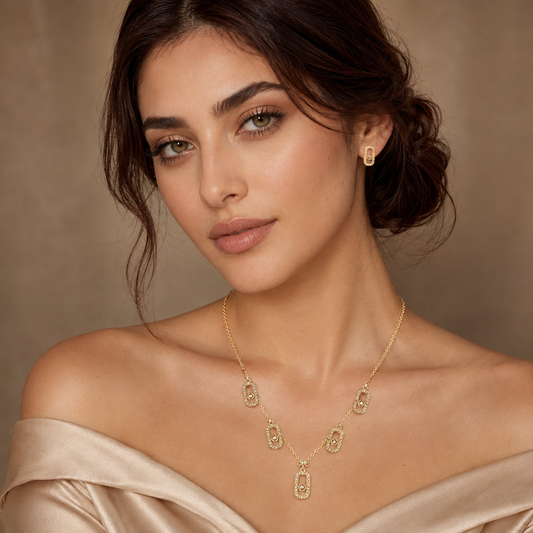 Gold-Tone Five-Pendant Crystal Jewelry Set