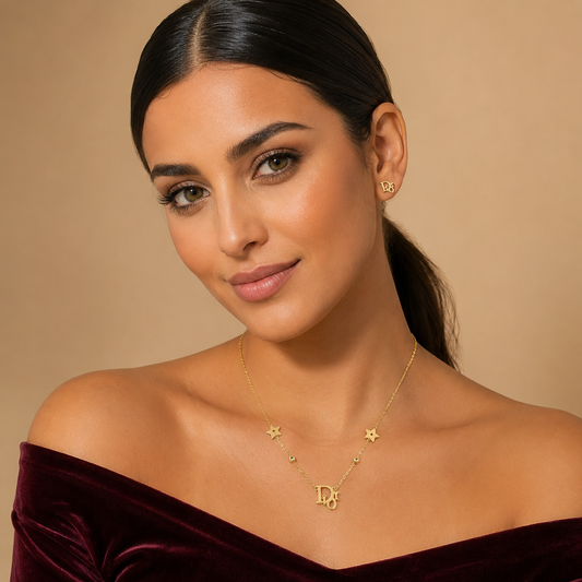 Gold-Tone Monogram & Star Jewelry Set