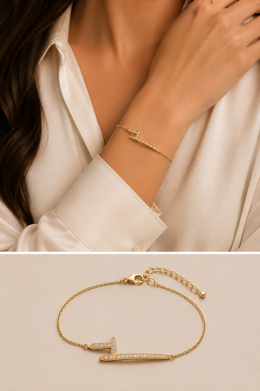 Gold Crystal Bar Bracelet