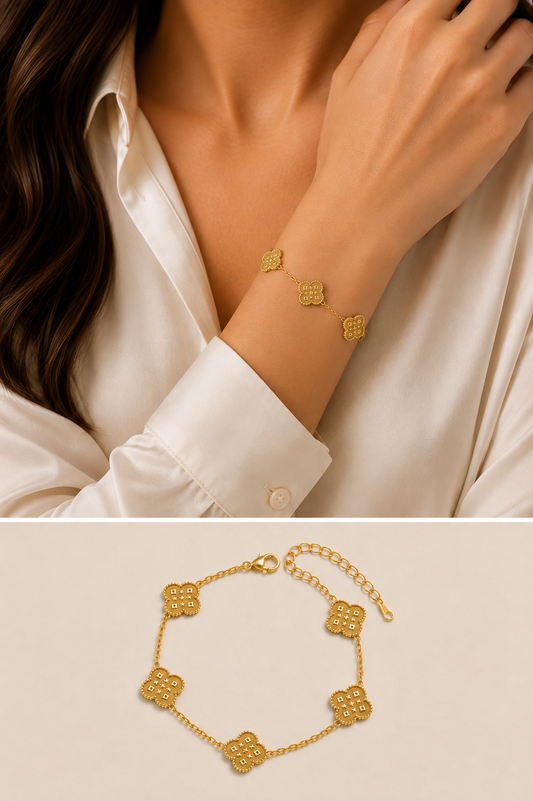 Gold Clover Charm Bracelet
