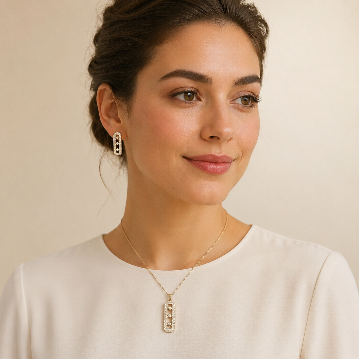 Crystal Rectangular Necklace & Earrings Set