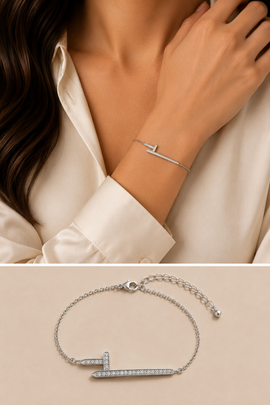 Silver Crystal Bar Bracelet