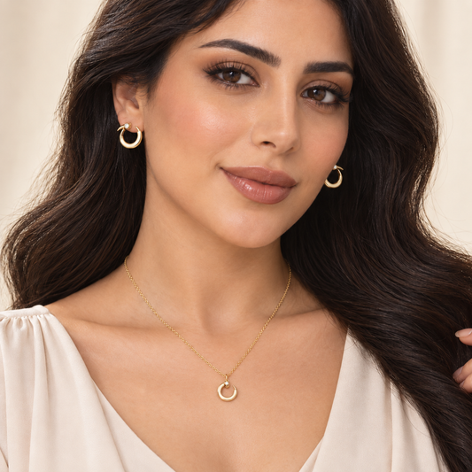 Gold-Tone Open Circle Jewelry Set