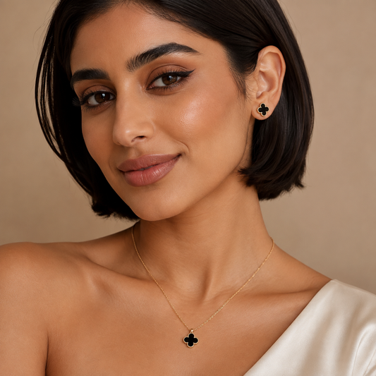 Black Clover Necklace & Earrings Set